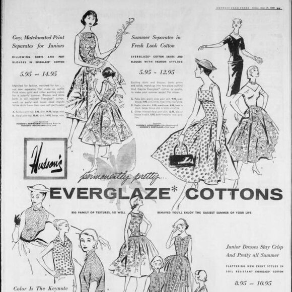 VINTAGE 1950s Deadstock Never Worn Everglaze 100% Cotton Day Dress - Picture 9 of 9